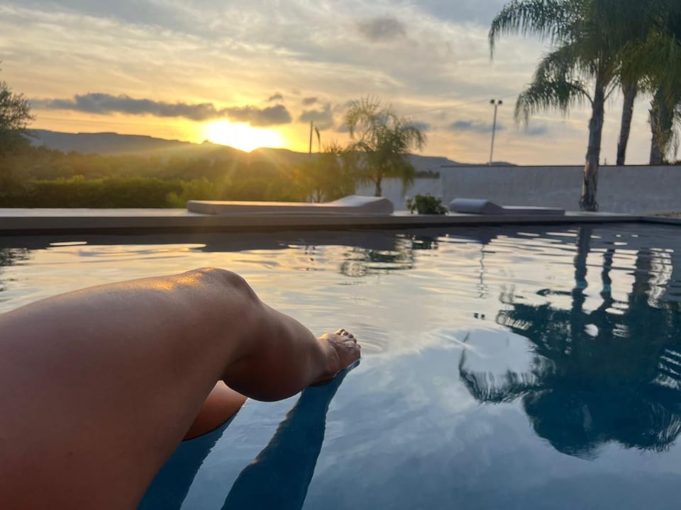 Pool view, Swimming pool, Sunset