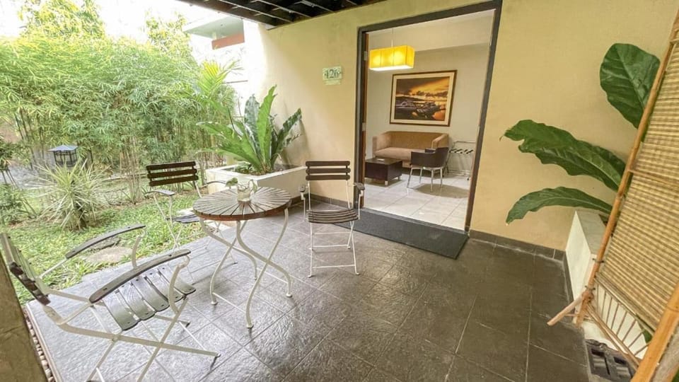 Day, Balcony/Terrace, Living room, Seating area, Garden view
