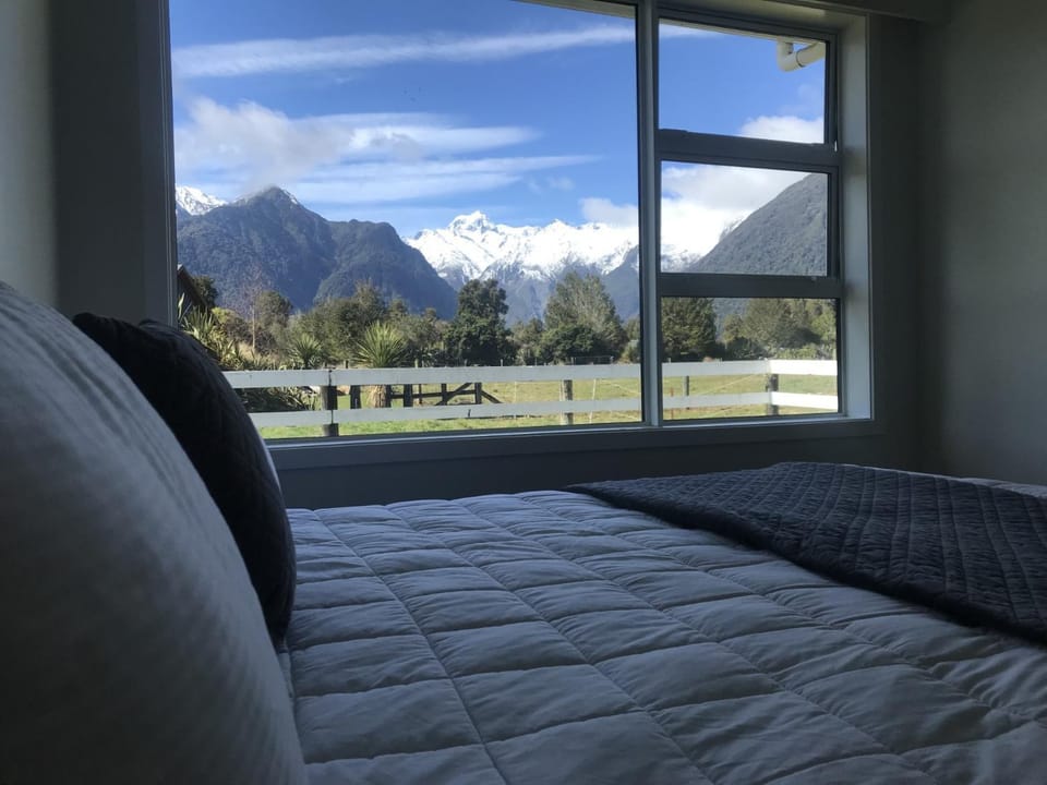 Bed, Natural landscape, Bedroom, Mountain view