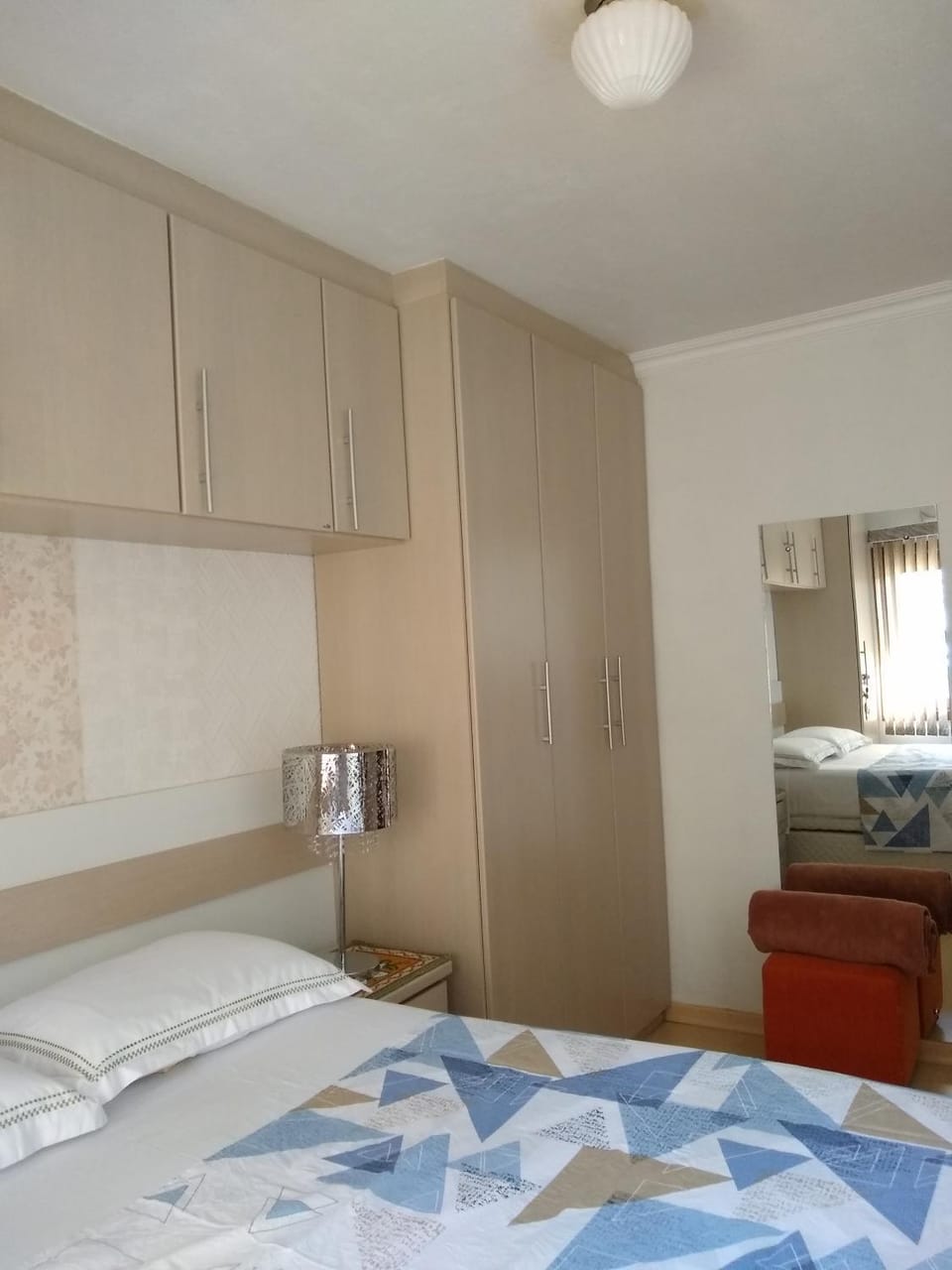 Bed, wardrobe