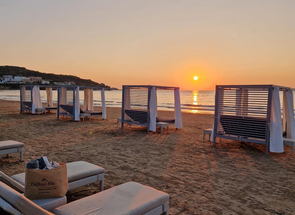 Beach, Sunset, sunbed