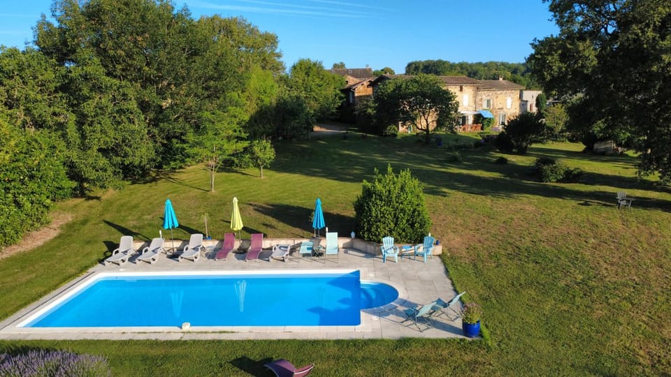 Natural landscape, Garden, Garden view, Pool view, Swimming pool, sunbed