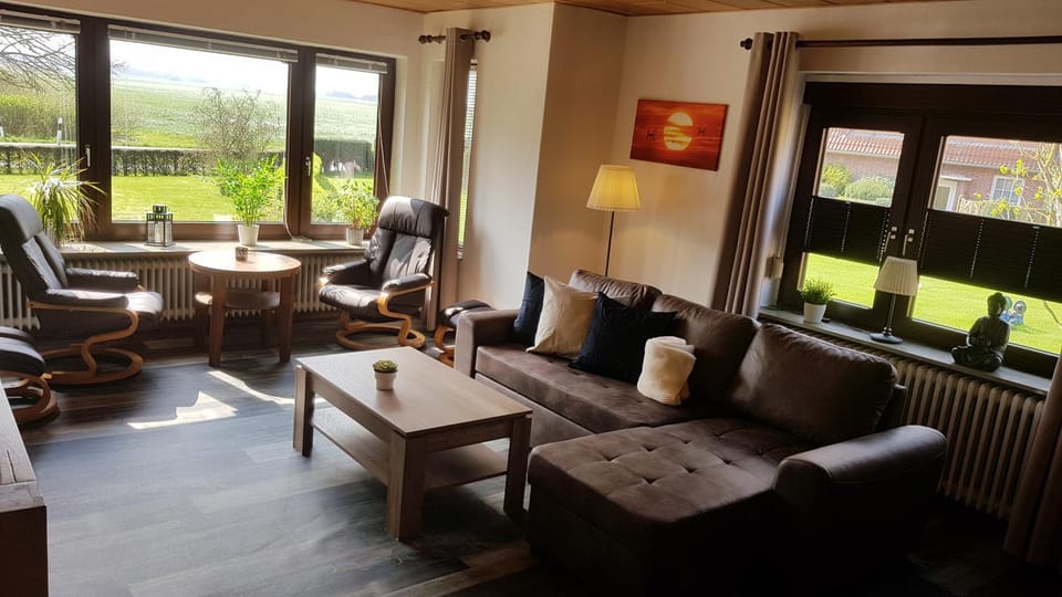 Living room, Seating area, Garden view