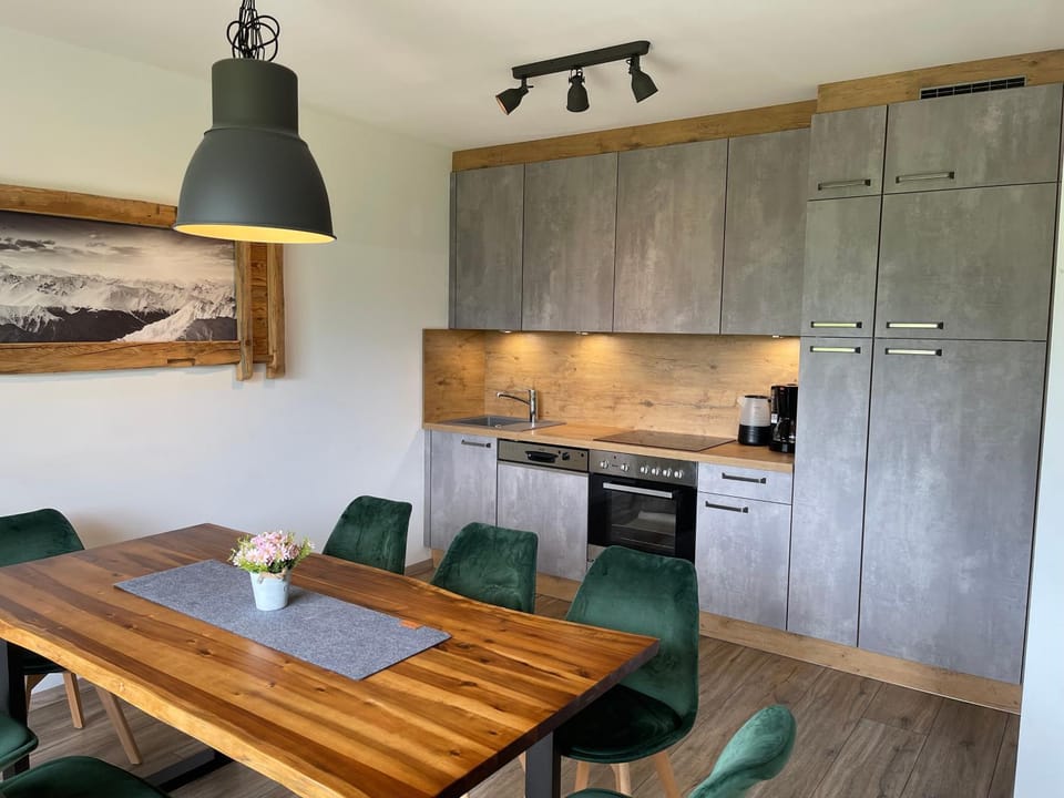 Kitchen or kitchenette, stove, kitchen