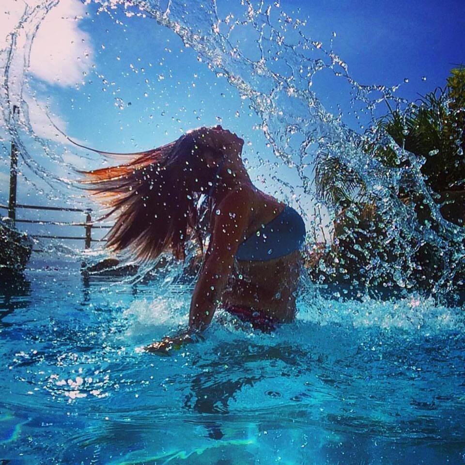 People, Natural landscape, Swimming pool