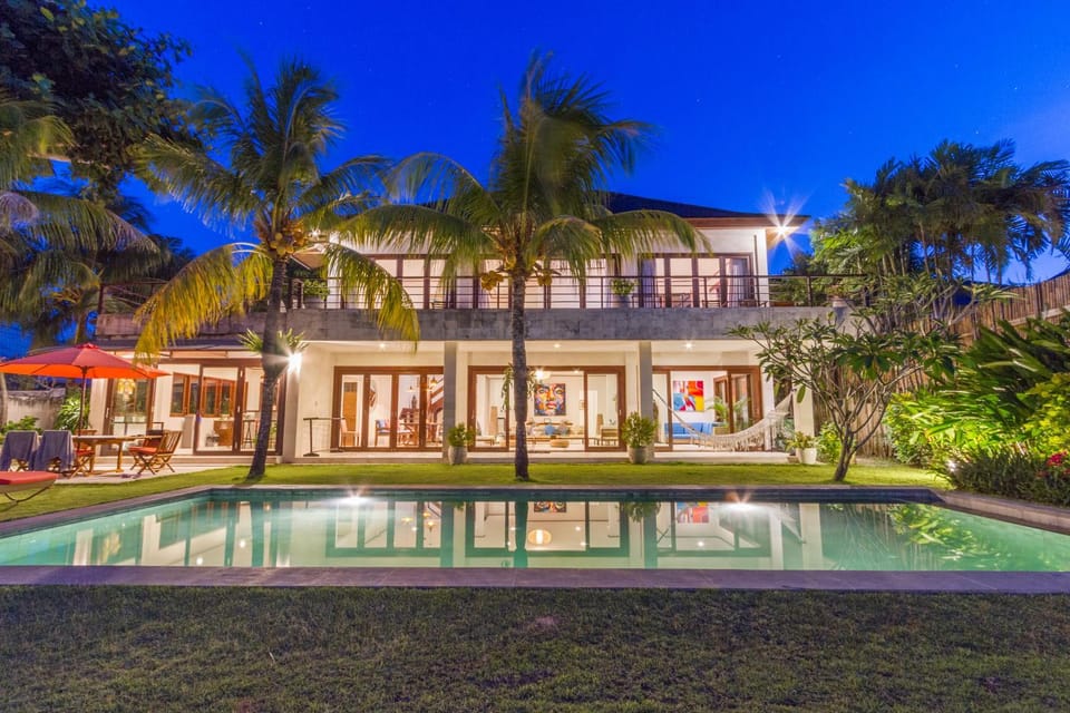 Property building, Patio, Night, Garden, Pool view, Swimming pool, sunbed