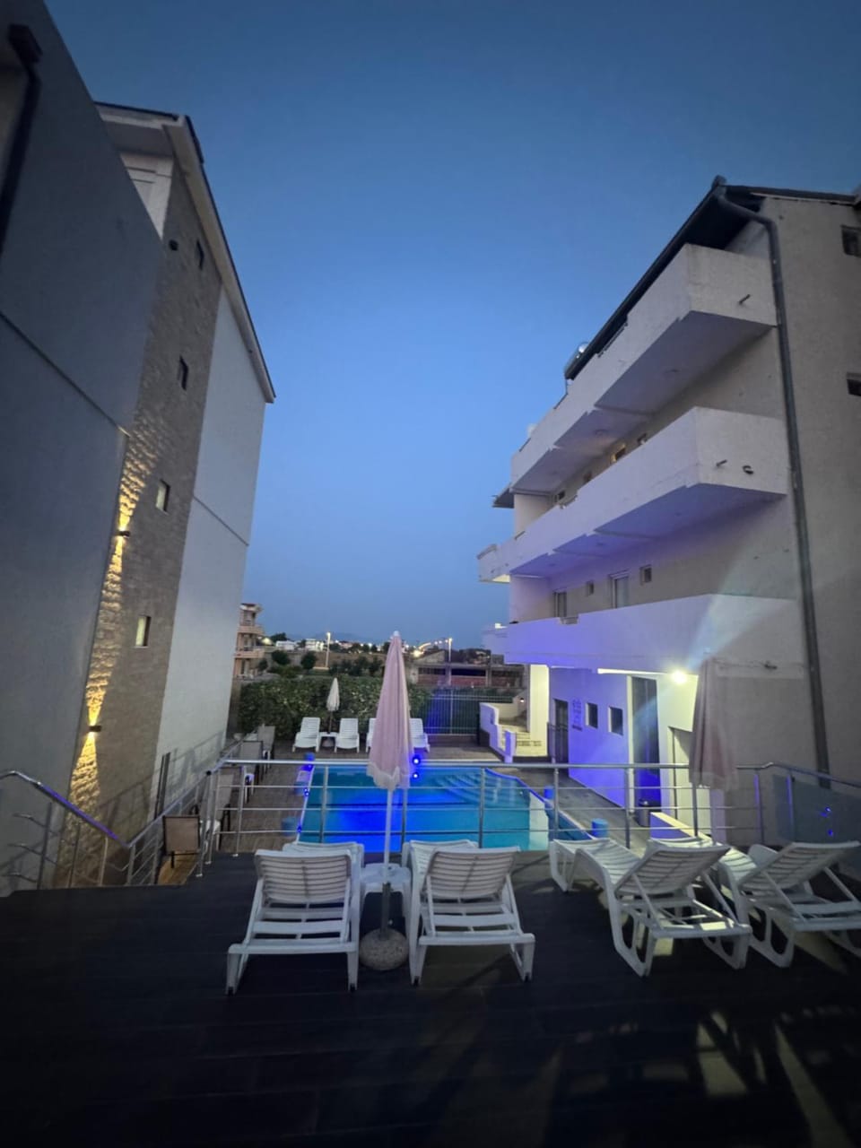 Property building, Patio, Communal lounge/ TV room, Day, Night, View (from property/room), Balcony/Terrace, Evening entertainment, Pool view, Swimming pool, sunbed
