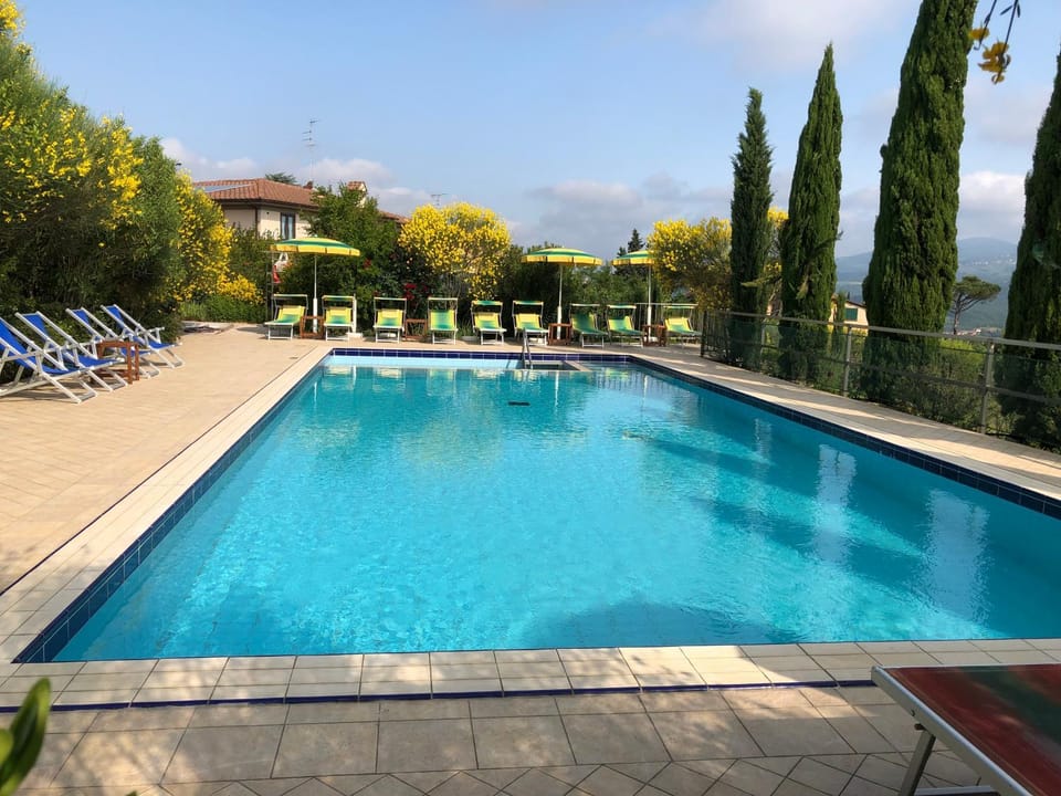 Solarium, Pool view, Swimming pool, sunbed