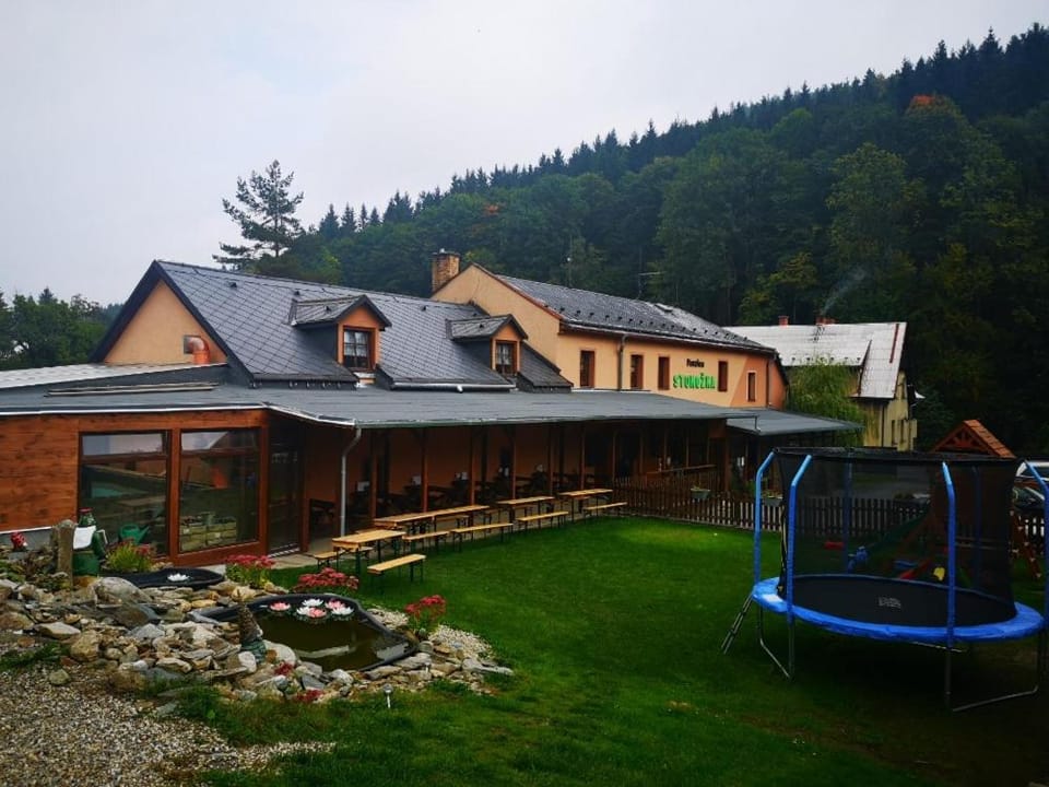 Property building, Restaurant/places to eat, Children play ground, Garden, Parking