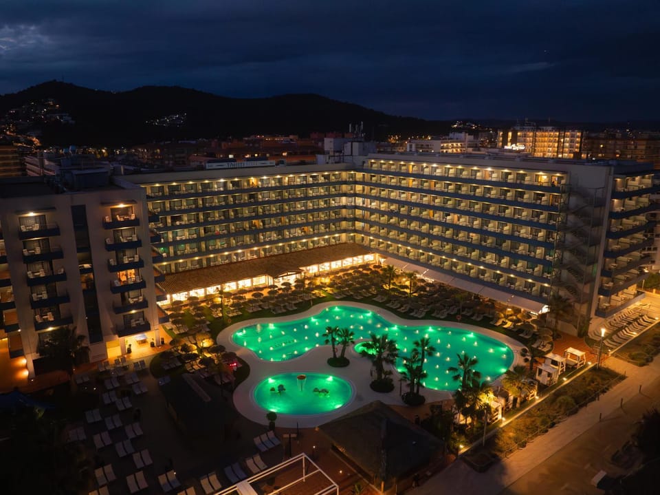 Property building, Night, Swimming pool
