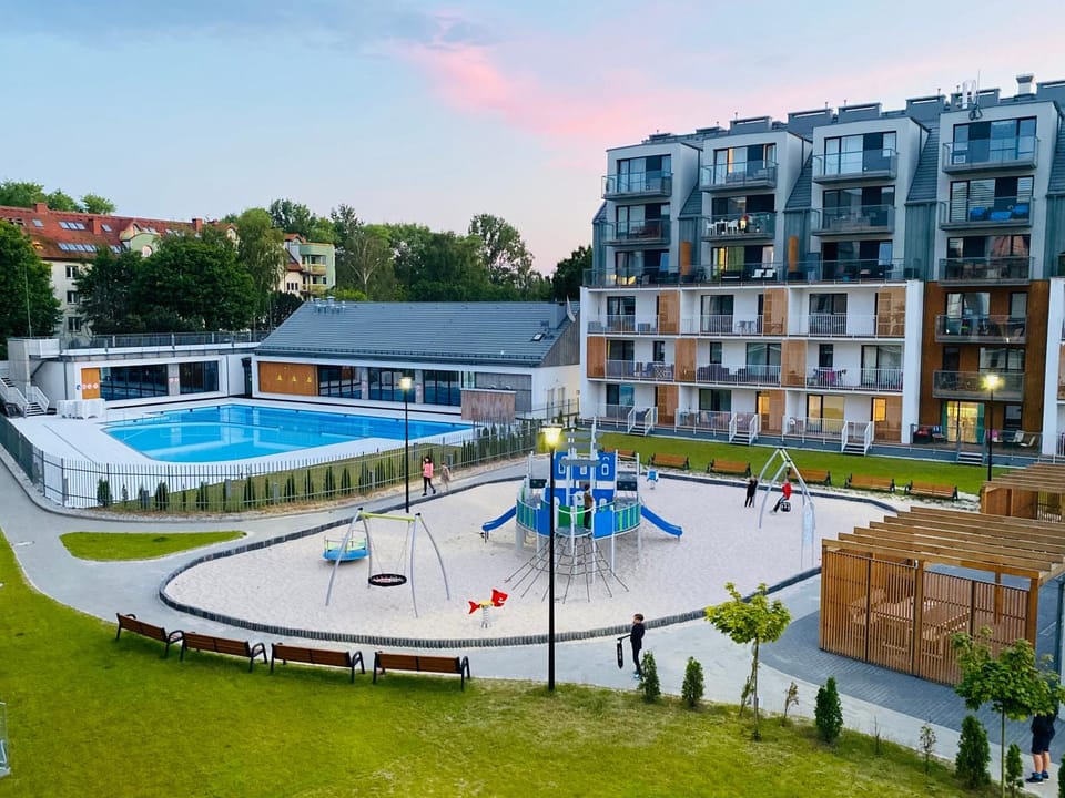 Property building, Children play ground, Pool view, Swimming pool, sunbed