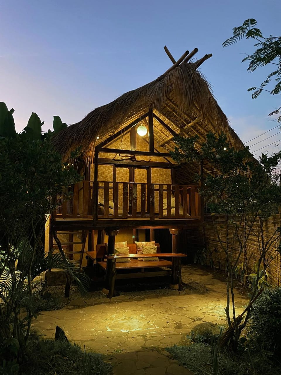 Property building, Patio, Night, Garden, Garden view