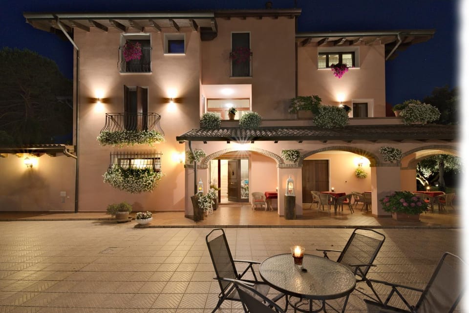 Patio, Night, Summer, Garden, Inner courtyard view