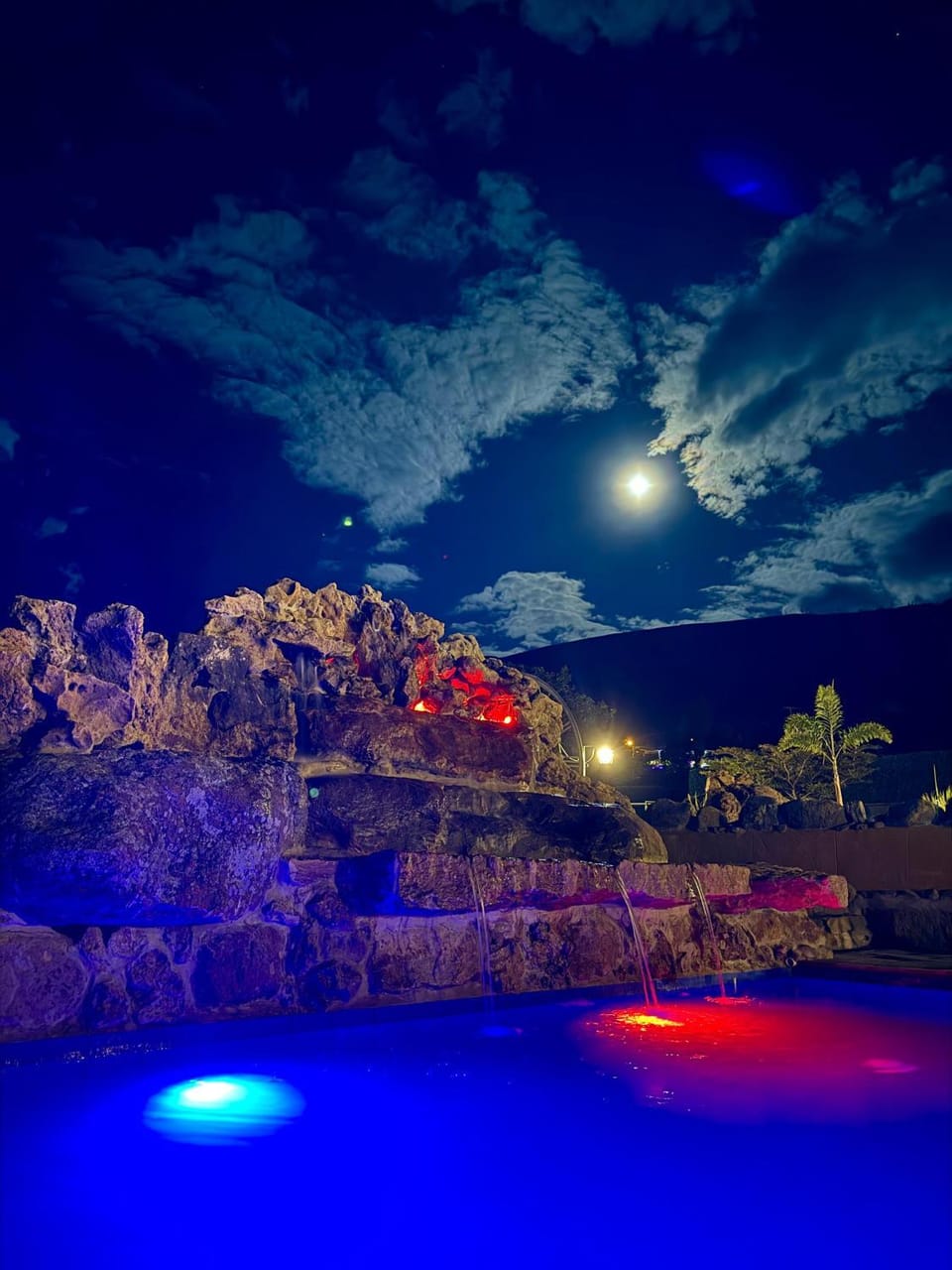Night, Pool view, Swimming pool