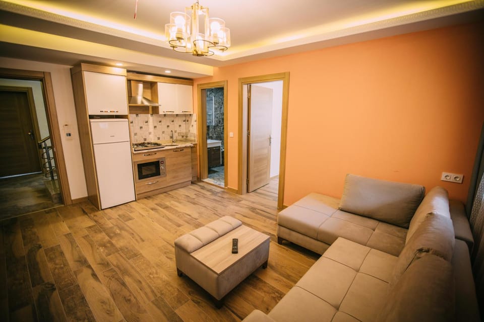 Bathroom, Kitchen or kitchenette, Living room, Seating area, Dining area