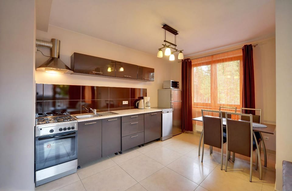 Kitchen or kitchenette, Living room, Dining area, stove