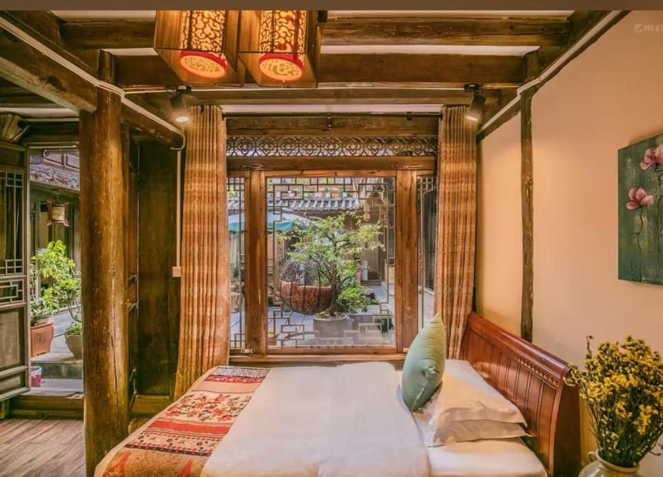 Patio, Bed, Garden, View (from property/room), Bedroom, Garden view