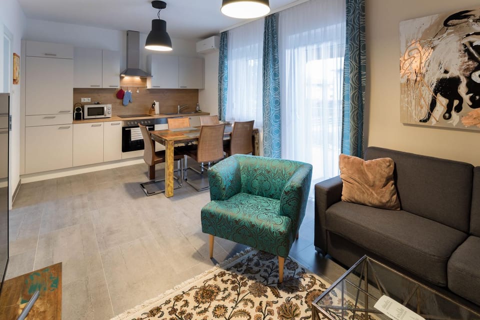 Kitchen or kitchenette, Living room, Dining area