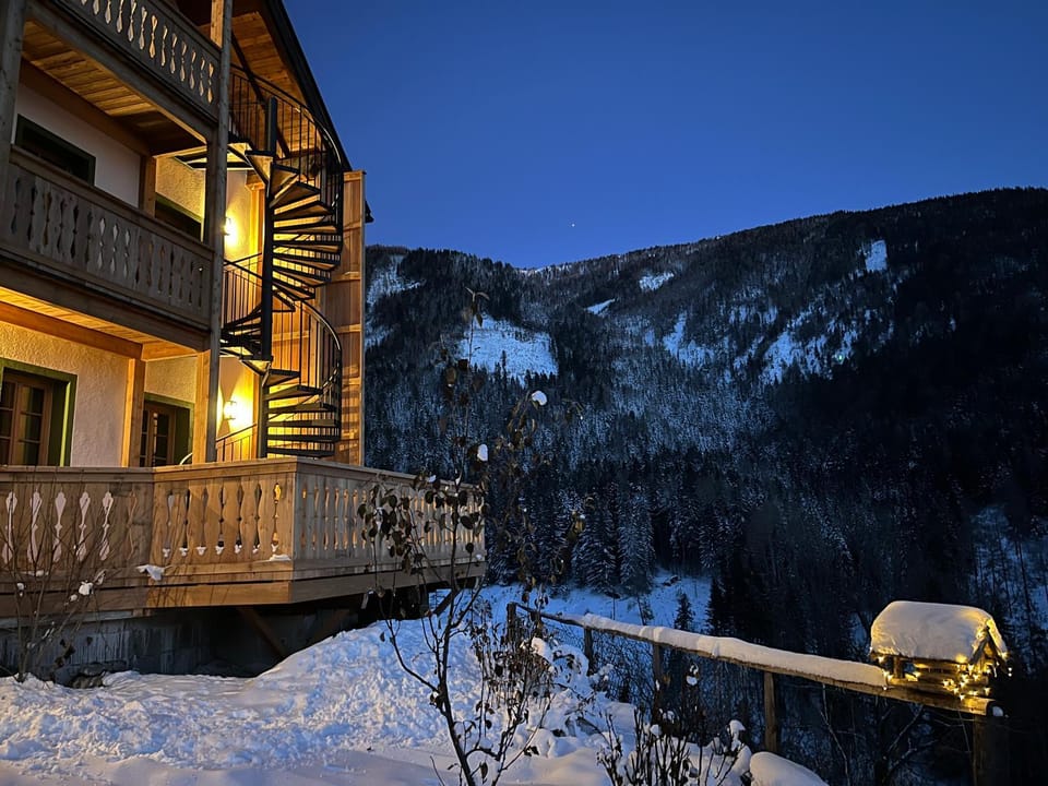 Property building, Night, Winter