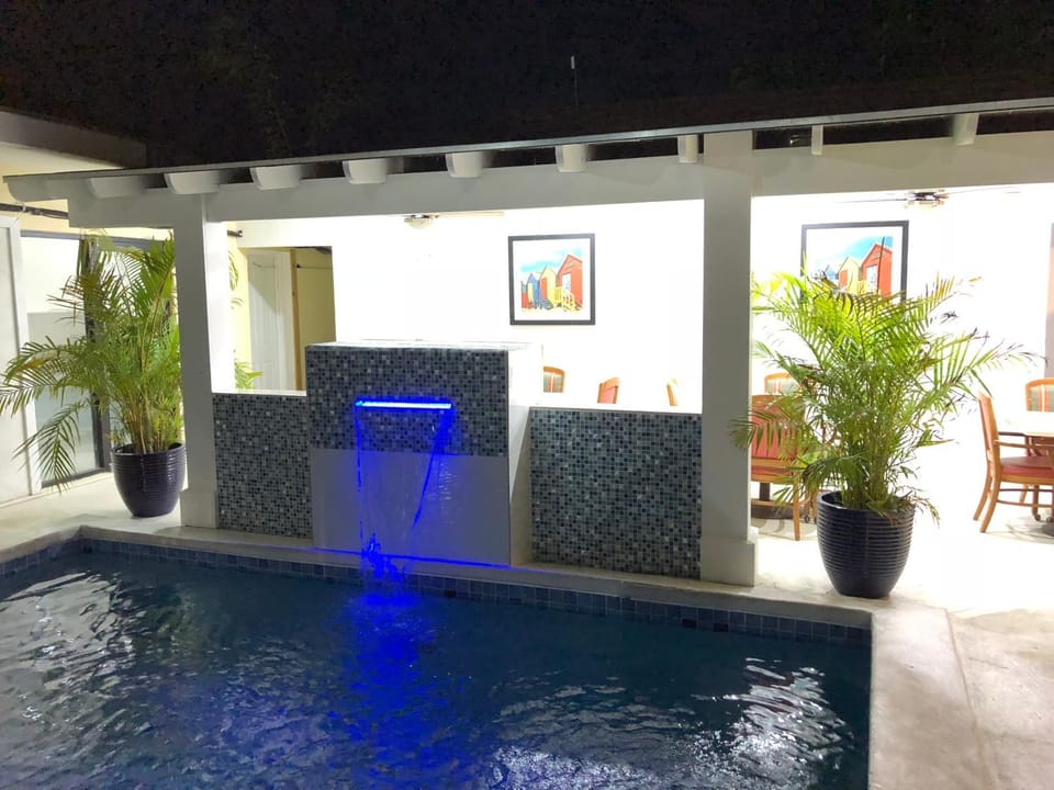 Night, Pool view, Swimming pool