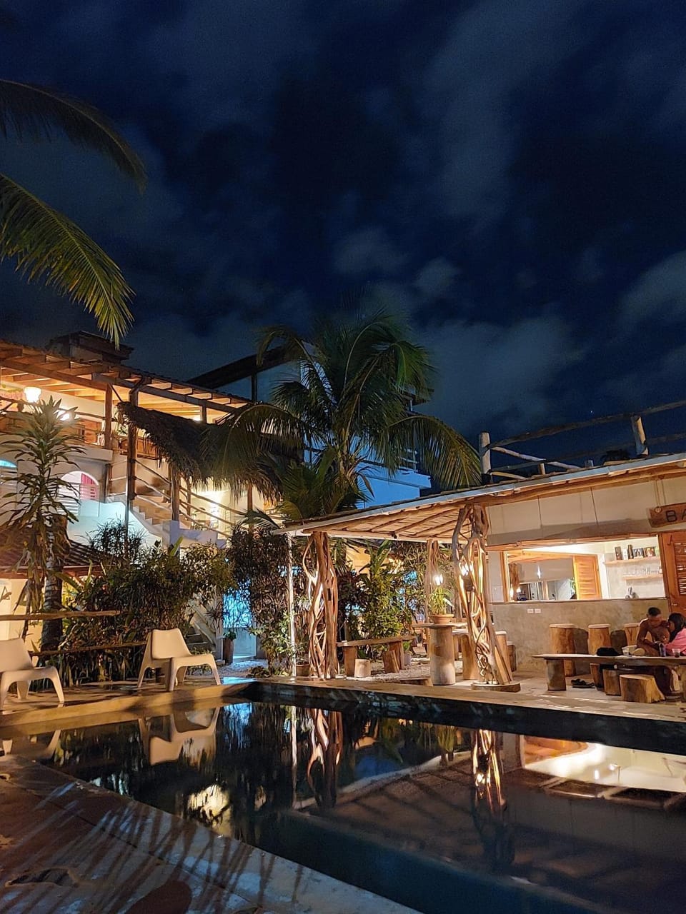 Night, Pool view, Swimming pool