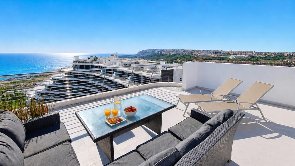 Balcony/Terrace, Seating area, Dining area, Mountain view, Sea view, sunbed