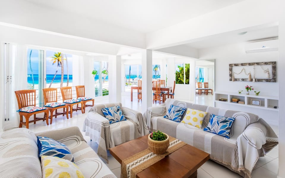 Living room, Seating area, Beach, Sea view