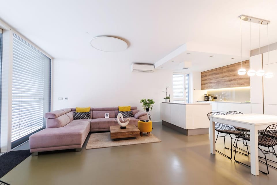 Living room, Seating area, Dining area, air conditioner