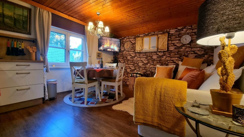 Kitchen or kitchenette, Living room, Seating area