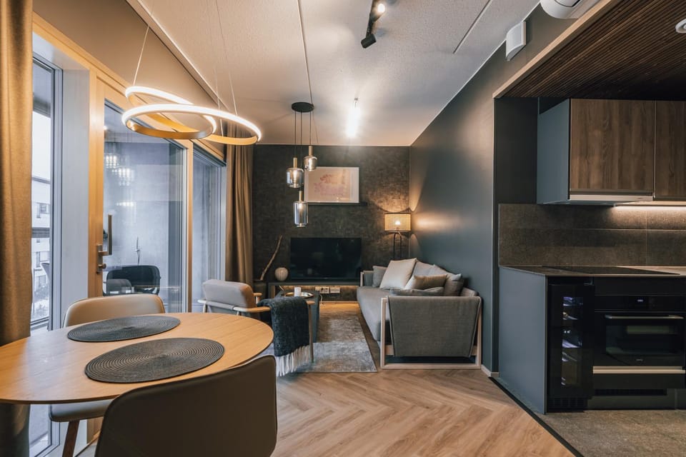 Kitchen or kitchenette, Living room, Dining area