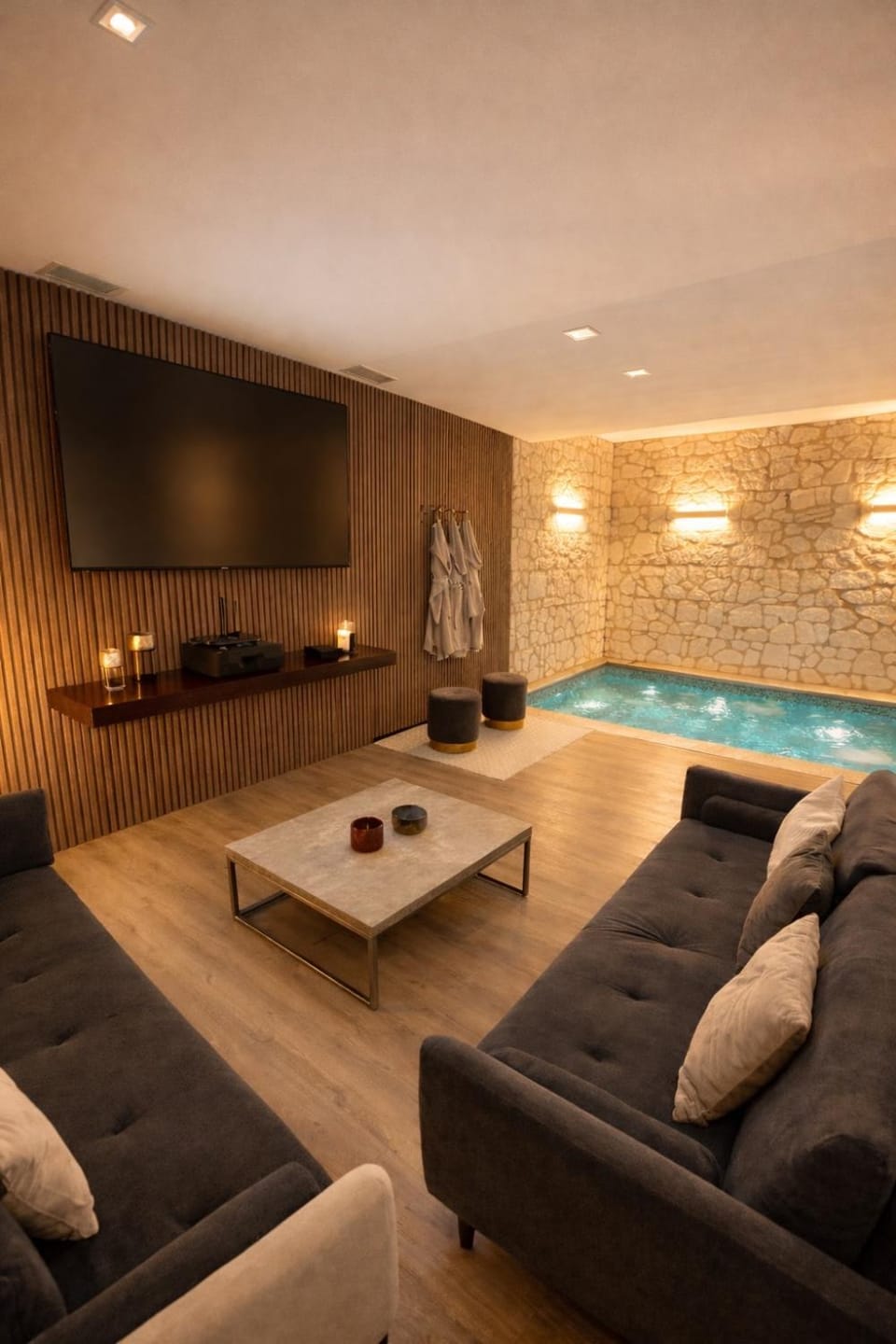 Living room, Seating area, Pool view, Swimming pool