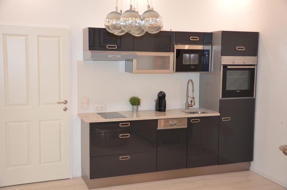 Kitchen or kitchenette, oven, stove