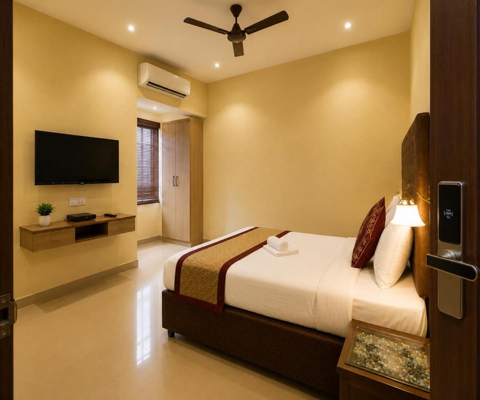 Bed, TV and multimedia, Photo of the whole room, Bedroom, air conditioner