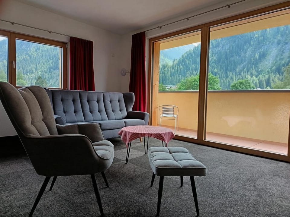 Natural landscape, Living room, Seating area, Mountain view