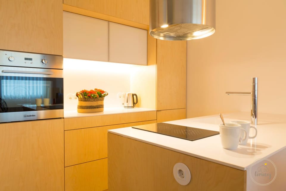 Kitchen or kitchenette, stove