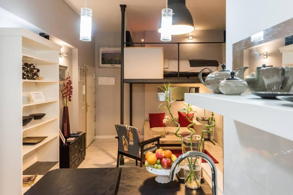 Kitchen or kitchenette, Living room, Photo of the whole room, Decorative detail, Bedroom