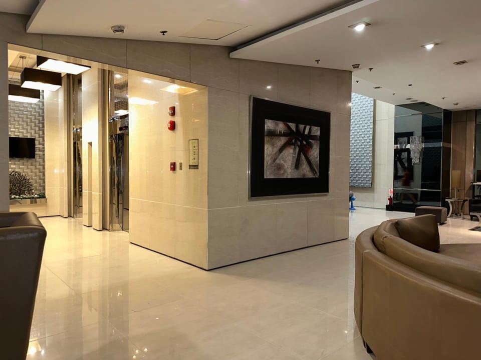 Seating area, elevator