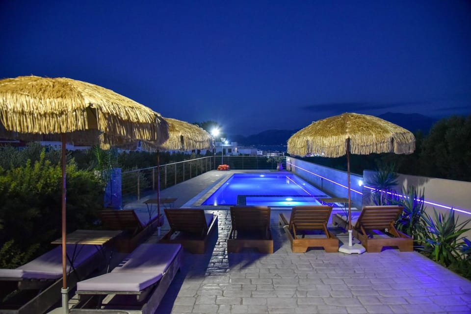 Night, Pool view, Swimming pool