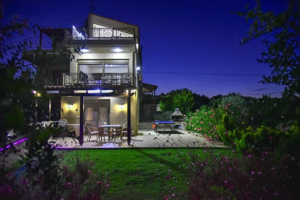 Property building, Night, Garden, Garden view