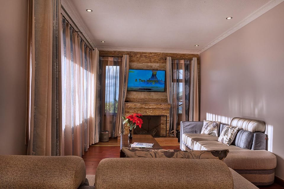Seating area, fireplace