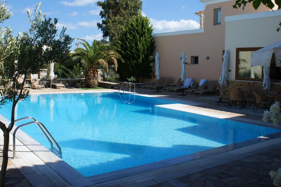 Property building, Swimming pool, Sunset