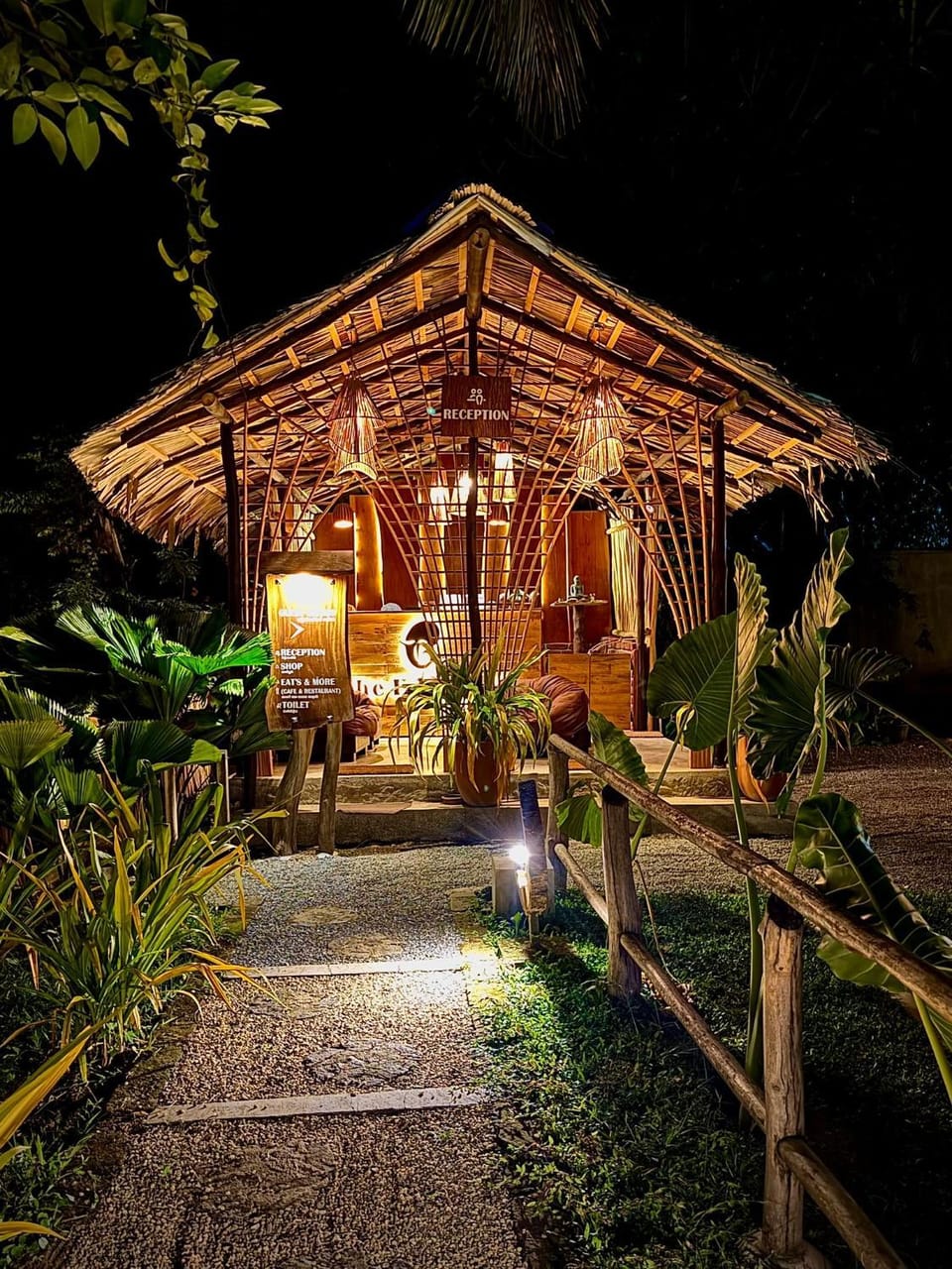 Property building, Night, Garden, Garden view