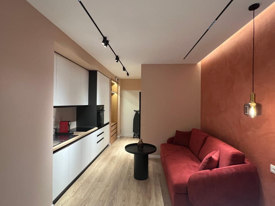 Kitchen or kitchenette, Living room, Seating area