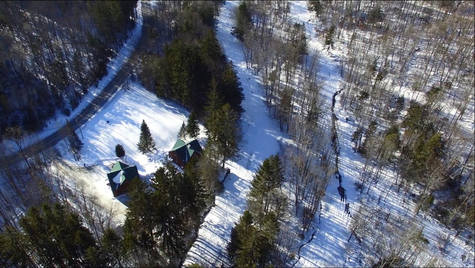 Natural landscape, Bird's eye view, Winter, Skiing, On site