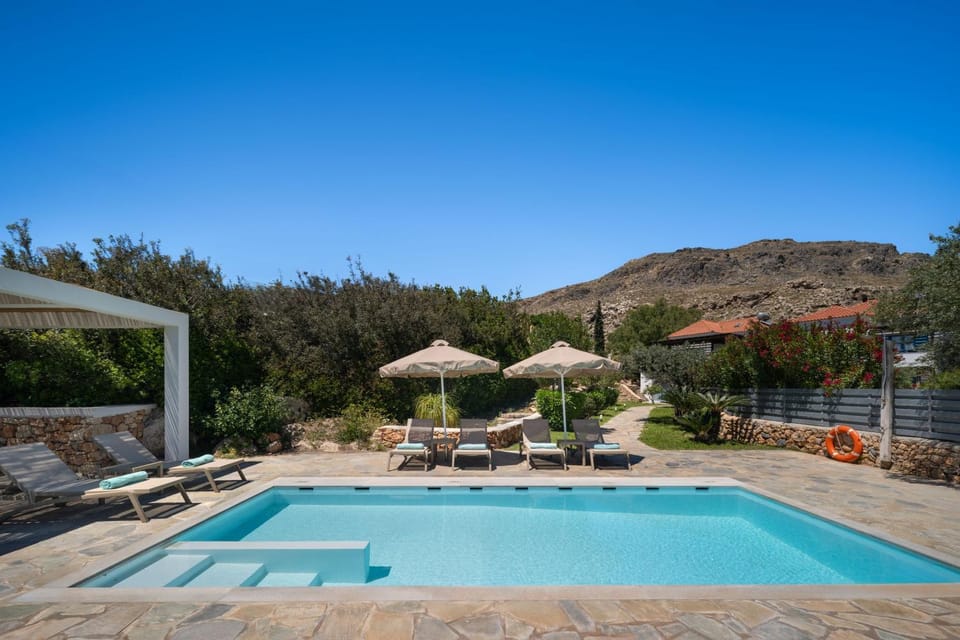 Patio, Spring, Day, Natural landscape, Mountain view, Pool view, Swimming pool, sunbed