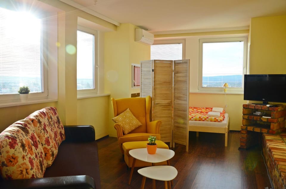 TV and multimedia, Coffee/tea facilities, Living room, Photo of the whole room, Decorative detail, Seating area, Dining area, City view, Landmark view, Mountain view, Street view