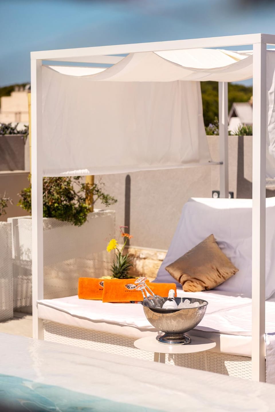 Swimming pool, sunbed