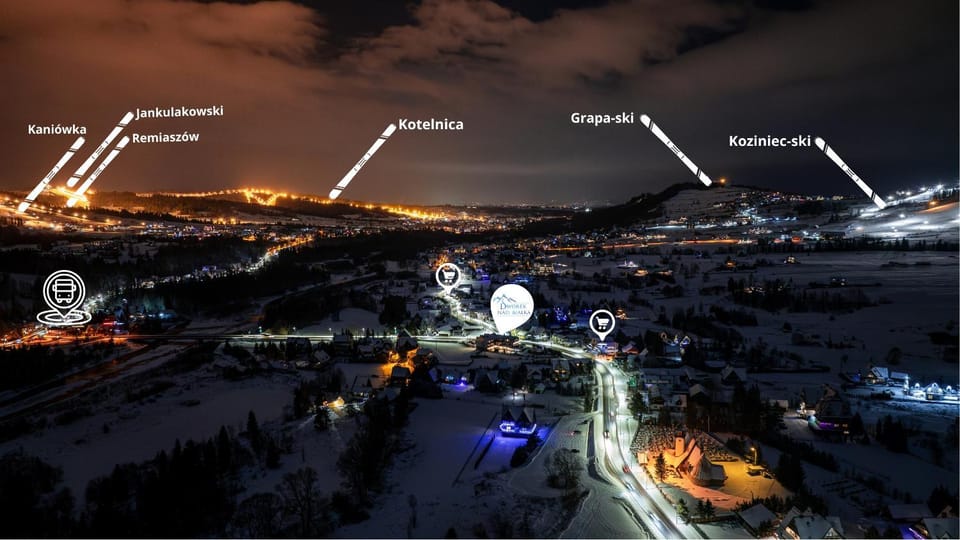Off site, Night, Bird's eye view, Skiing, City view, Location