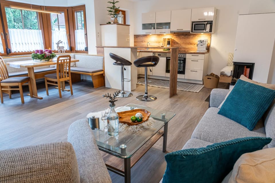 Kitchen or kitchenette, Living room, Seating area, Dining area, minibar, pet friendly, stove