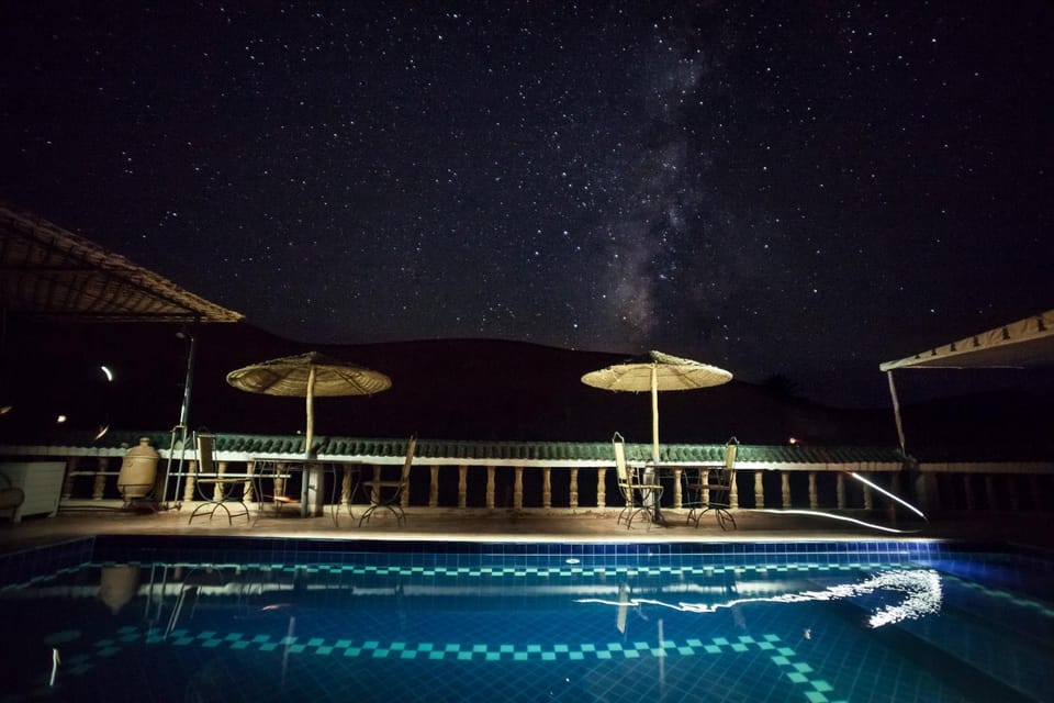 Night, Summer, On site, Swimming pool